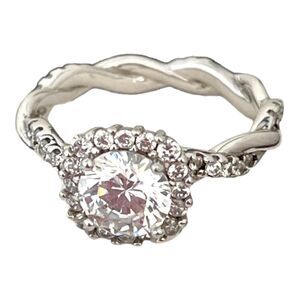 Designer Solitaire Ring Size 7 Sterling Cubic Zirconia Engagement  1E